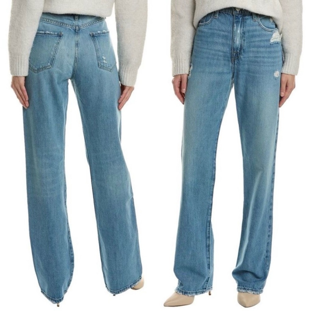 FRAME DENIM Le Jane High‎ Rise Wide Leg Jeans in Downpour Rips